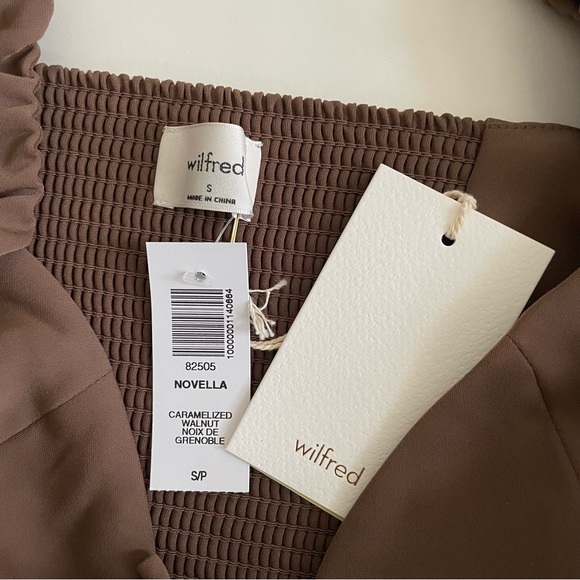 Aritzia Wilfred Novella Sweetheart Longsleeve Blouse in Caramelized Walnut NWT - Picture 3 of 12